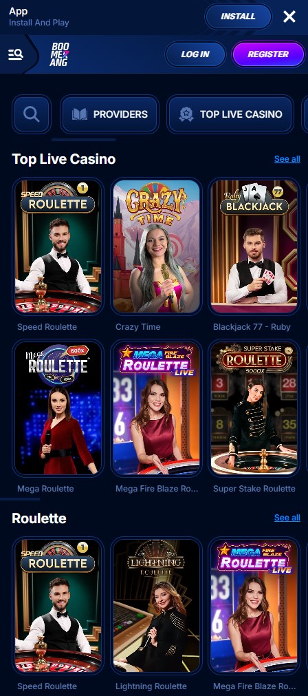 Boomerang casino uživo na mobilnom uređaju